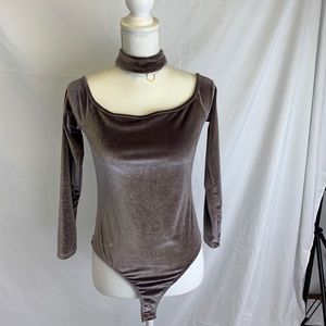 Purple velvet bodysuit